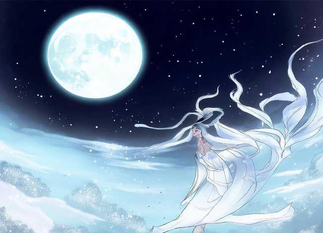 嫦娥奔月的神话故事绘本手绘；嫦娥奔月的神话故事绘本手绘图片