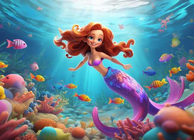 海底美人鱼儿童画、海底美人鱼儿童画图片大全