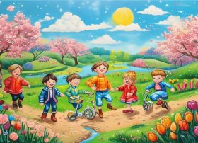 春天的故事儿童绘画；春天的故事幼儿绘画