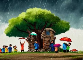 防台风儿童画 防台风儿童画图片大全