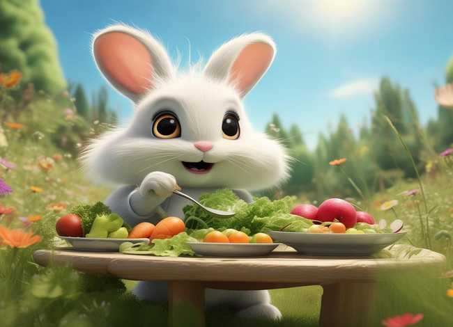 小兔子吃饭故事 - 小兔子吃饭故事图片