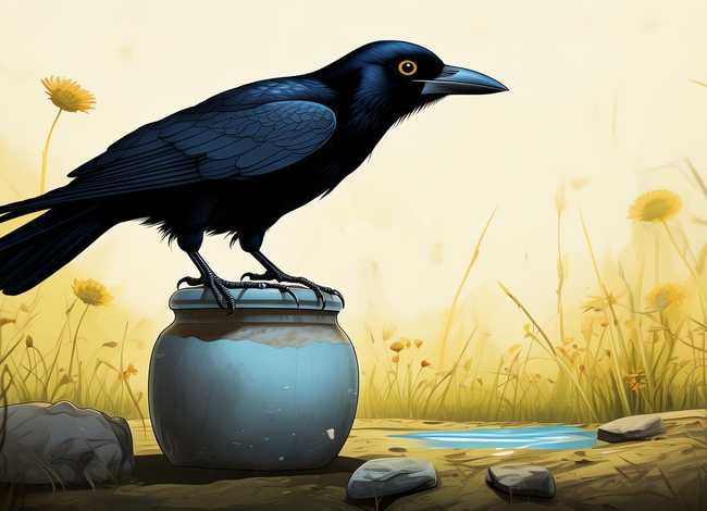 乌鸦喝水故事配画 - 乌鸦喝水故事配画简单