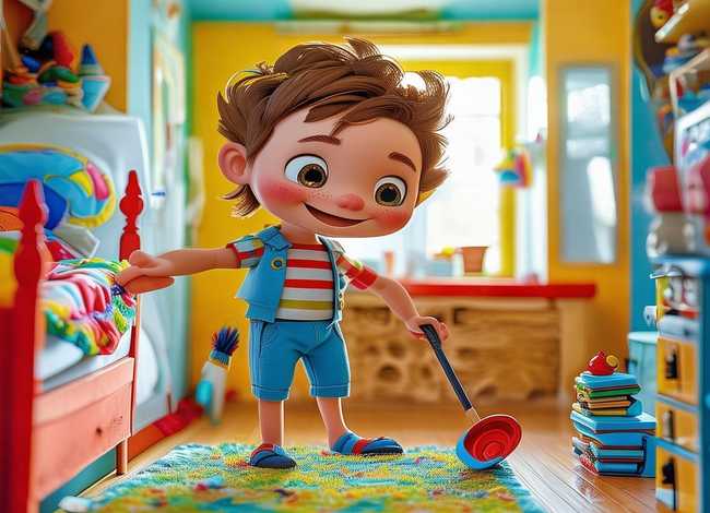 儿童收拾房间的简笔图片；儿童收拾房间简笔画