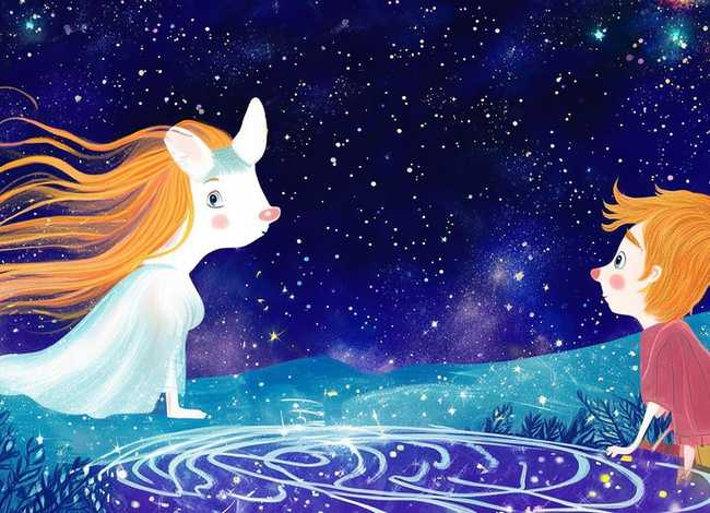 神话故事儿童画牛郎织女、神话故事牛郎织女手抄报