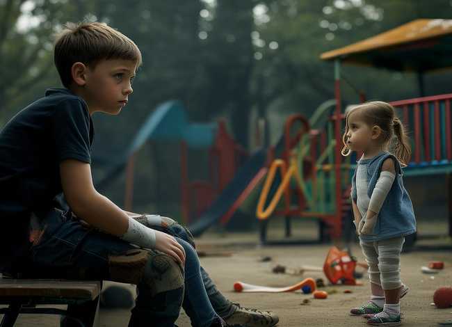 男童游乐场推落4岁女童致受伤 南宁7岁男孩在游乐场被推倒致骨折,谁该担责？