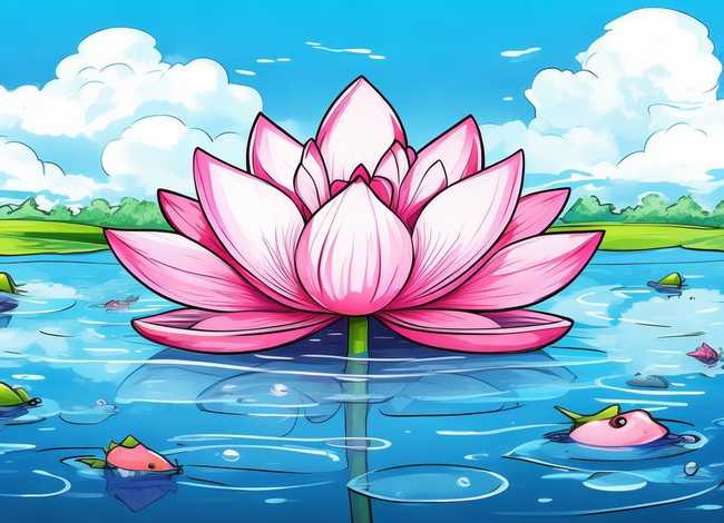 儿童图画作品；儿童图画作品图片荷花简单