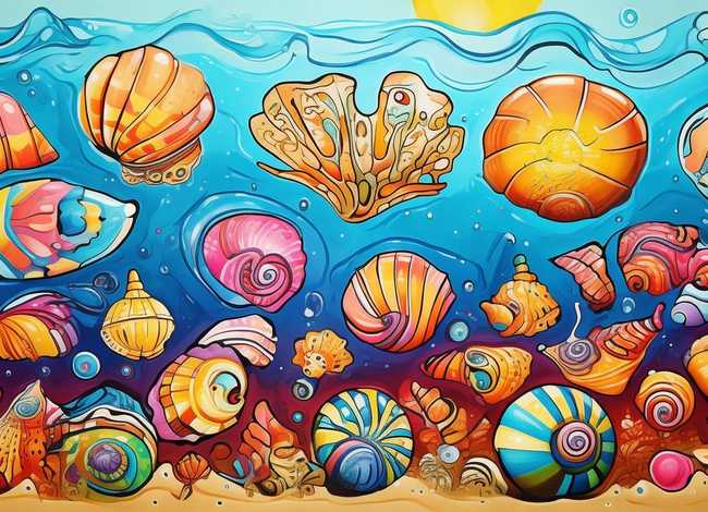 儿童画海螺和贝壳；儿童画海螺和贝壳的画法