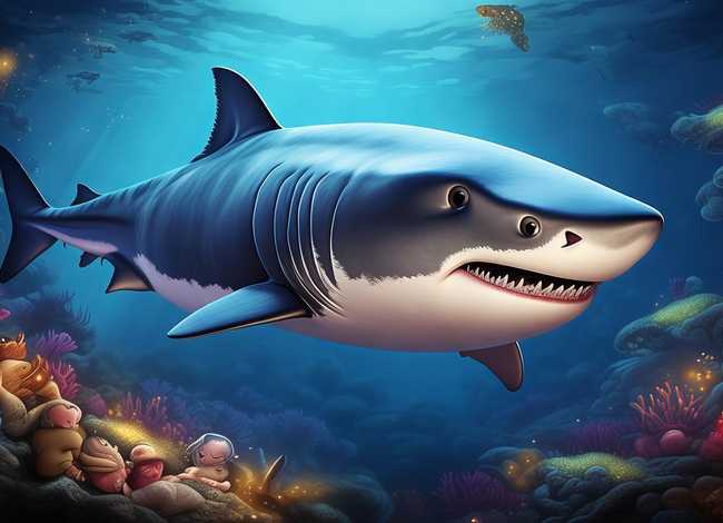 大鲨鱼故事儿童睡前（大鲨鱼的睡前故事）