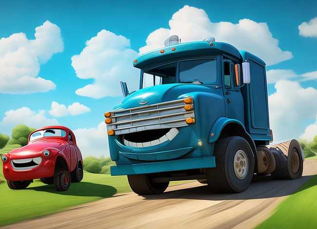大汽车和小汽车儿童故事 - 小汽车和大卡车的故事