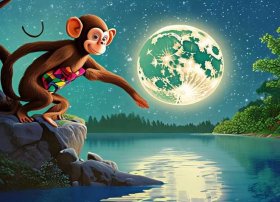 猴子捞月亮儿童故事，少儿故事猴子捞月亮