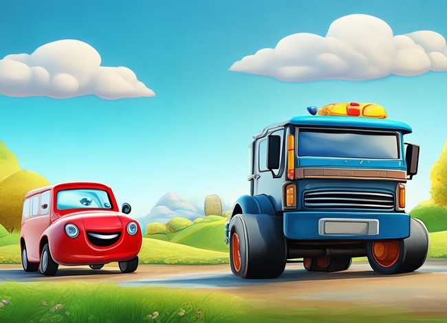 大汽车和小汽车儿童故事 - 小汽车和大卡车的故事