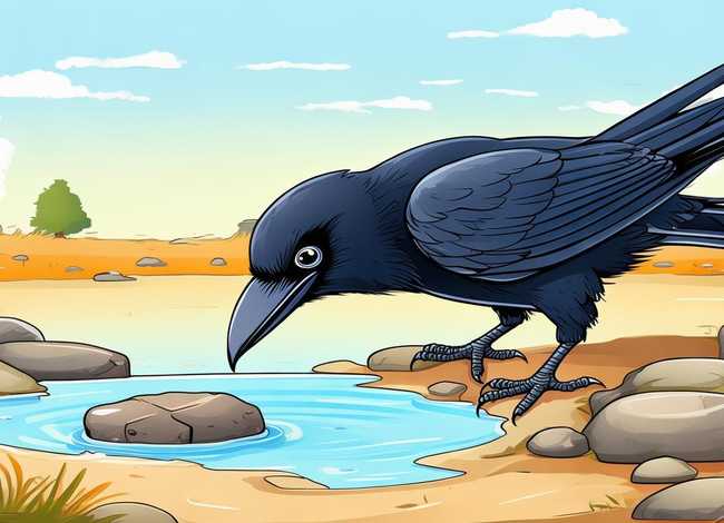 乌鸦喝水 儿童画 乌鸦喝水 儿童画图片大全