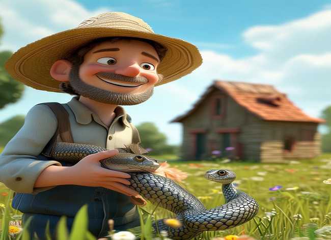 儿童故事绘本大全农夫与蛇 - 农夫与蛇绘本故事4张图自绘