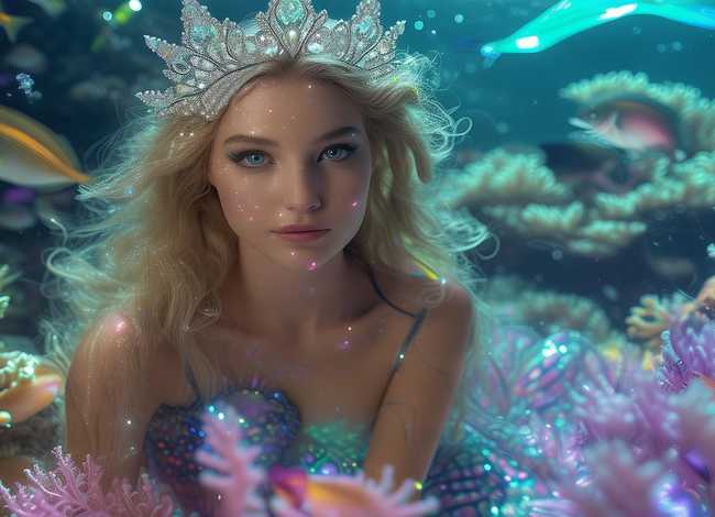 海底美人鱼公主；海底世界美人鱼公主