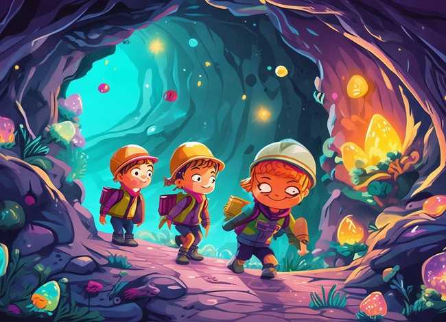儿童山洞冒险故事 山洞探险儿童画