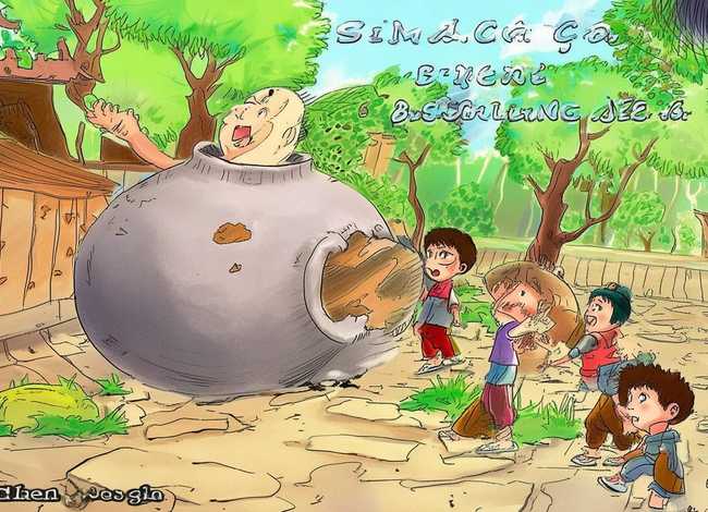 司马光砸缸的儿童故事简画；司马光砸缸的故事简笔画手抄报