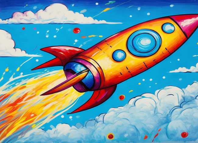火箭儿童画图片，火箭儿童画图片一等奖
