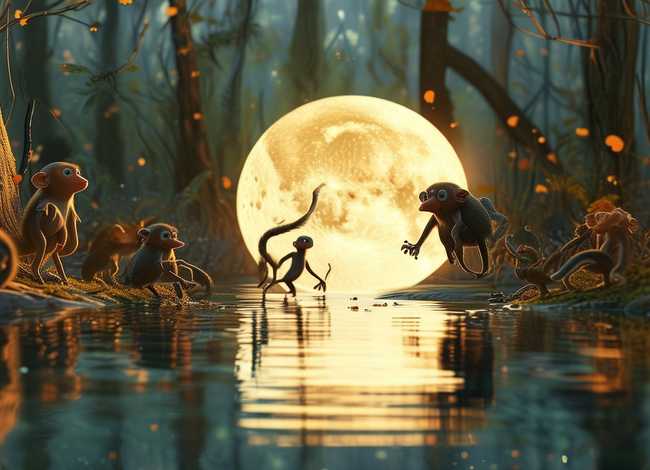 儿童故事猴子捞月亮图片（少儿故事猴子捞月亮）