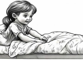 铺床女孩长大后故事；小女孩铺床简笔画