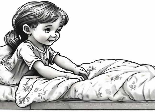 铺床女孩长大后故事；小女孩铺床简笔画