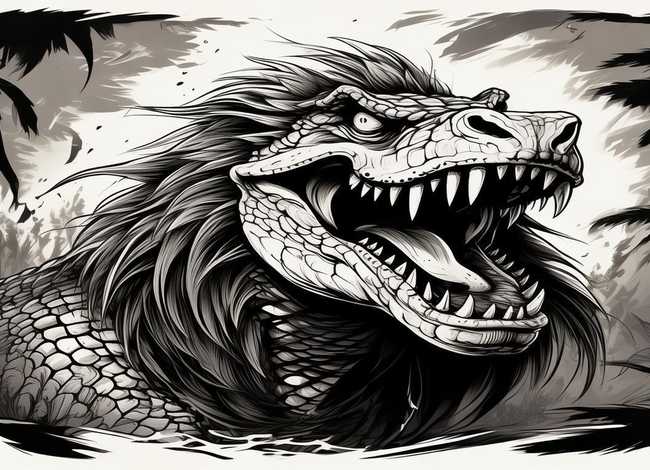 画狮吼鳄鱼简笔画、画狮吼鳄鱼简笔画怎么画