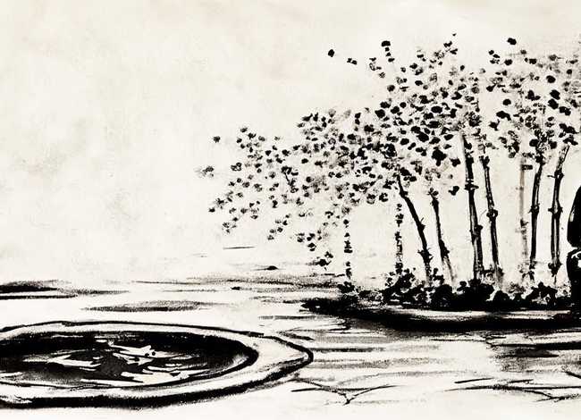 儿童古诗水墨画图片（小学生古诗水墨画简单）