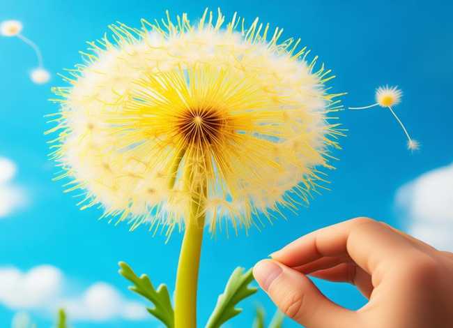 儿童蒲公英简笔画 - 儿童蒲公英简笔画彩色