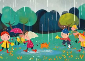 创意儿童画雨天的故事、雨天的故事简笔画