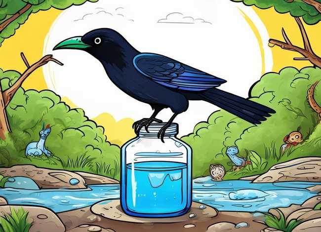 绘本画《乌鸦喝水》8张加故事，绘本画《乌鸦喝水》8张加故事怎么画