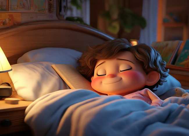 儿童睡觉听故事插画素材，幼儿睡觉听故事