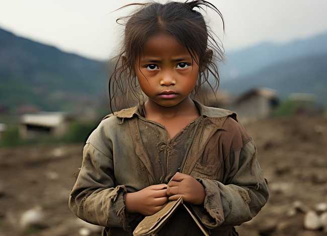 山区贫困儿童照片；山区贫困儿童照片典型例子