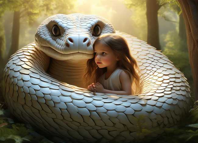 儿童故事大白蛇的故事、一条大白蛇和女孩的故事