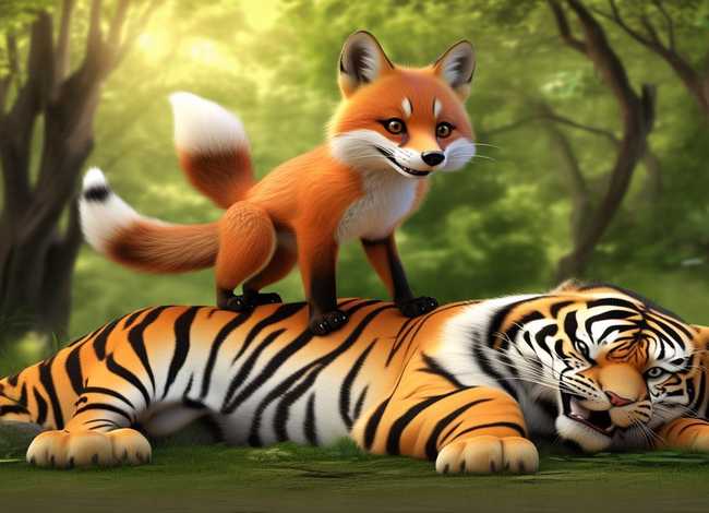 狐假虎威的幼儿故事图片大全，狐假虎威的幼儿故事图片大全简单