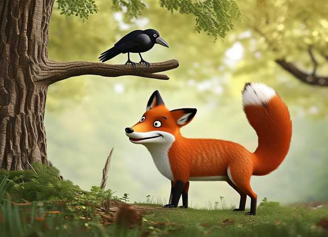 儿童寓言故事狐狸和乌鸦、寓言故事《狐狸和乌鸦》