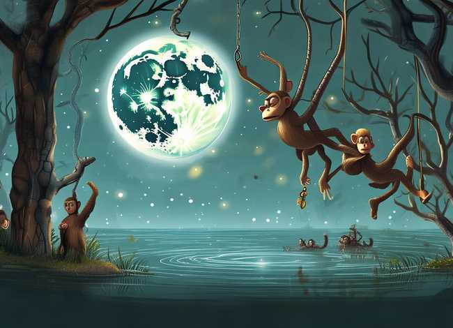 儿童故事猴子捞月亮的故事，少儿故事猴子捞月亮