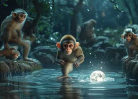 讲故事猴子捞月的故事 - 猴子捞月的故事怎么讲