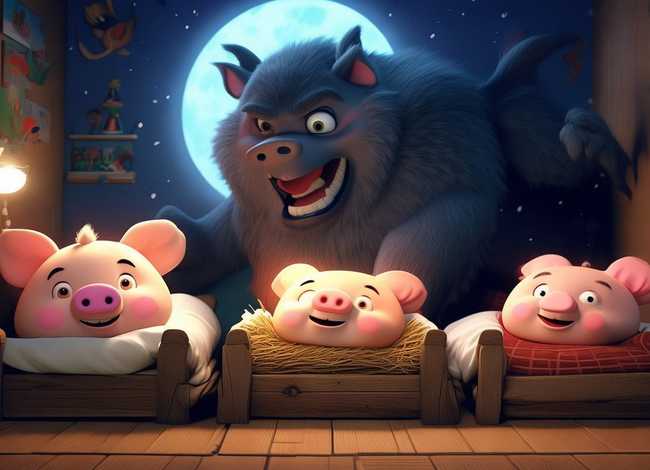 儿童睡前故事三只小猪和一只狼，三只小猪和一只大灰狼的睡前故事