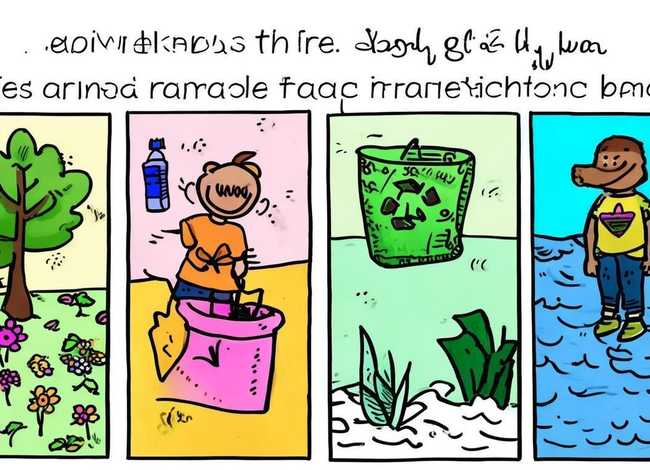 儿童漫画四联画保护环境、保护环境四联漫画简笔画