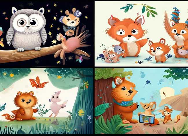 动物故事简笔画 - 动物简笔画故事组图4个图