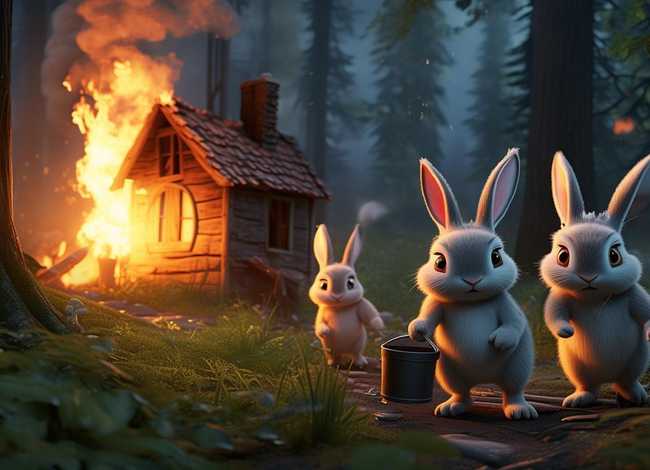 儿童故事小兔子家着火了、小兔子家失火了怎么办