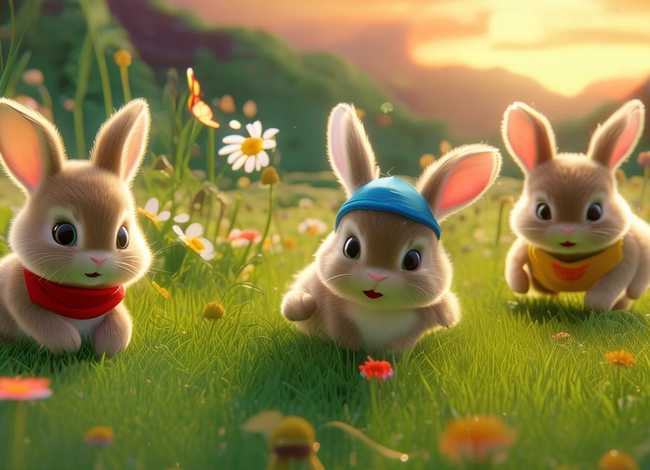 动画英语小故事；动画英语小故事三只小兔