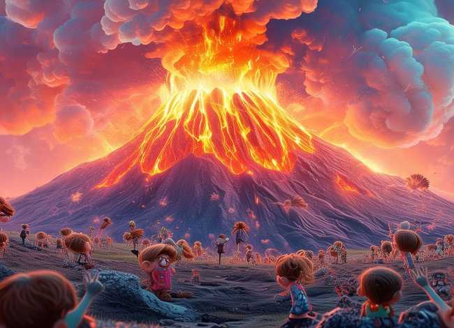 火山爆发视频儿童；火山爆发 儿童动画