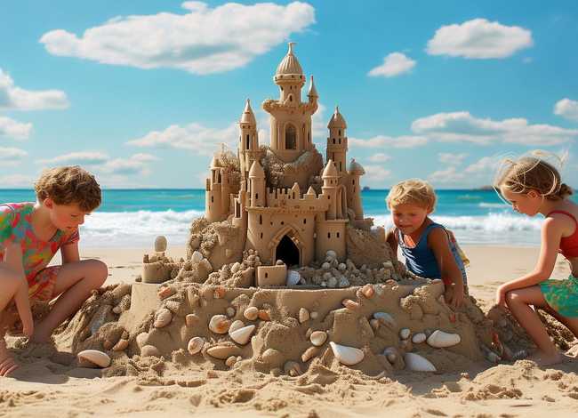 儿童沙子城堡图片 儿童沙子城堡图片大全