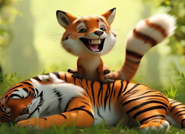 狐假虎威的幼儿故事图片大全，狐假虎威的幼儿故事图片大全简单