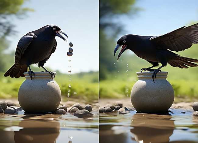 乌鸦喝水故事画4张 - 乌鸦喝水故事画4张图片