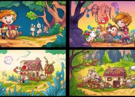 故事情节画画四宫格，故事情节画画四宫格三年级