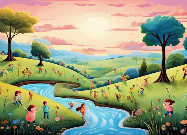 儿童 乡村 儿童乡村风景画