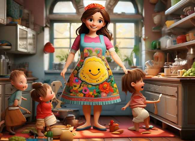 妈妈的围裙儿童故事，妈妈的围裙儿童画