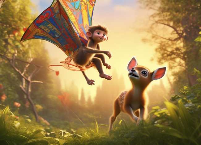 用猴风筝和小鹿创编儿童故事 - 小猴和小鹿的故事