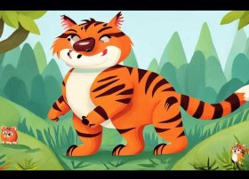 狐假虎威成语故事儿童版简笔画；成语故事虎假狐威的简笔画